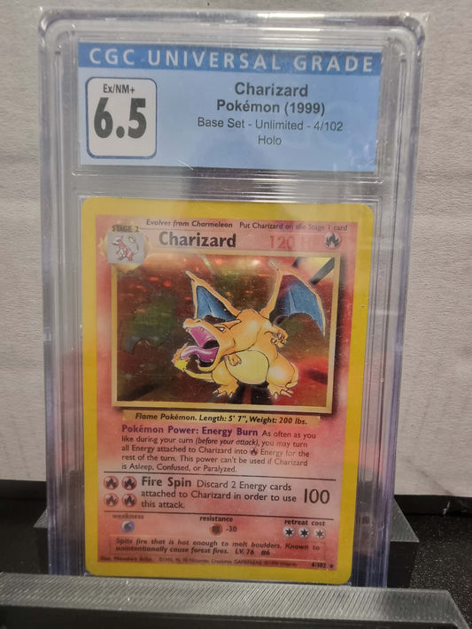 4/102 - Charizard Holo CGC 6.5 - Base Set Unlimited - Pokemon TCG
