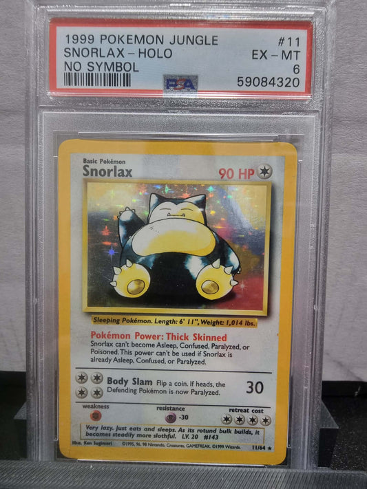 11/64 - Snorlax Holo PSA 6 No Symbol Error - Jungle - Pokemon TCG