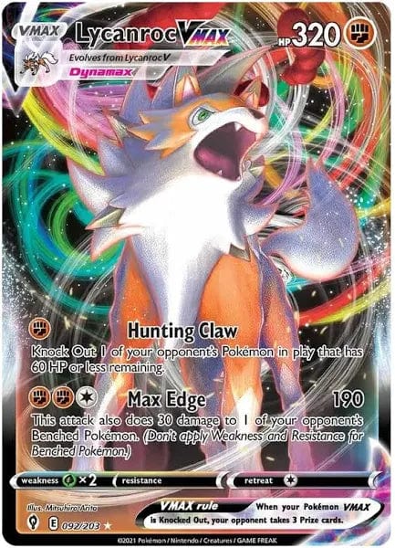 JamiesTradingCards 092/203 - Lycanroc Vmax - Evolving Skies - Pokemon TCG