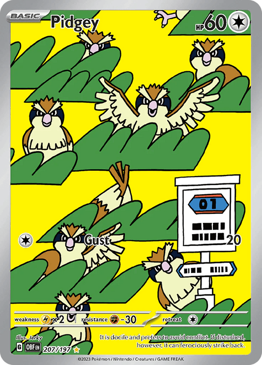 JamiesTradingCards 207/197 - Pidgey Illustration Rare - Obsidian Flames - Pokemon TCG