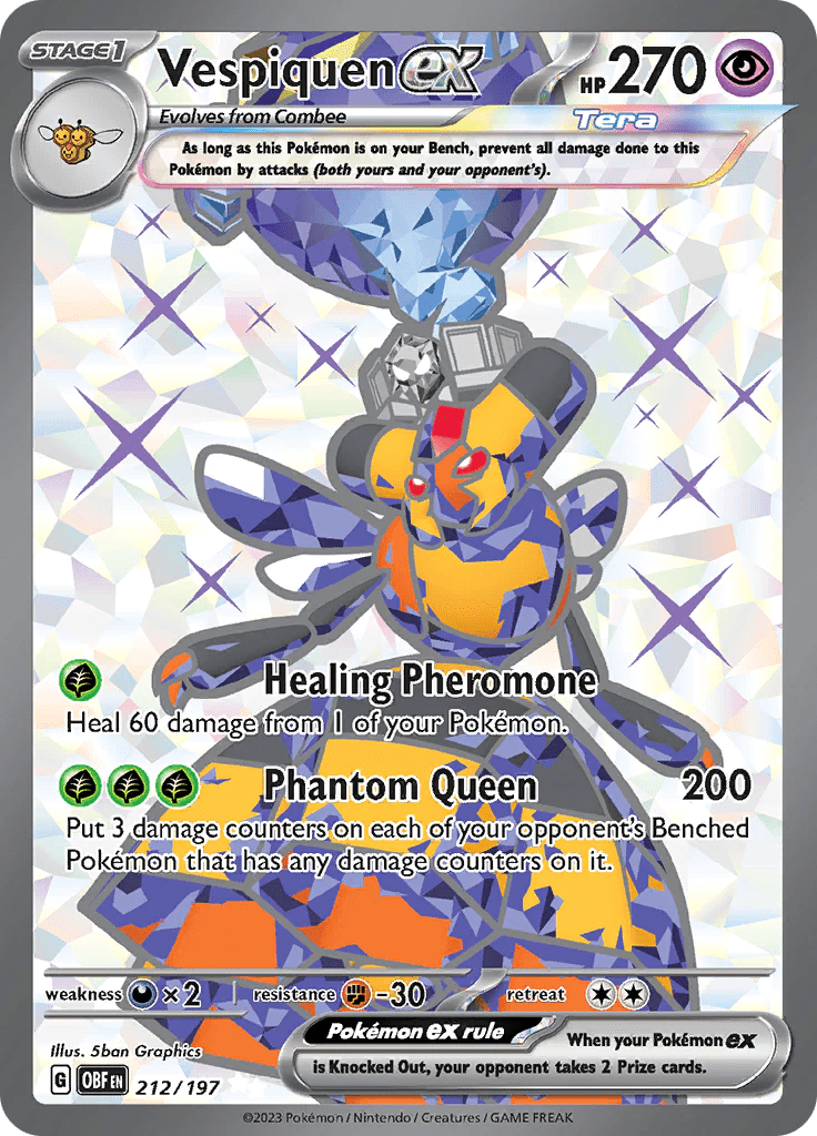 JamiesTradingCards 212/197 - Vespiquen Ex Full Art - Obsidian Flames - Pokemon TCG