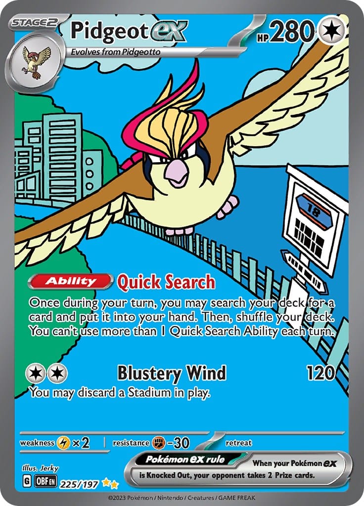 JamiesTradingCards 225/197 - Pidgeot Ex Alt Art - Obsidian Flames - Pokemon TCG