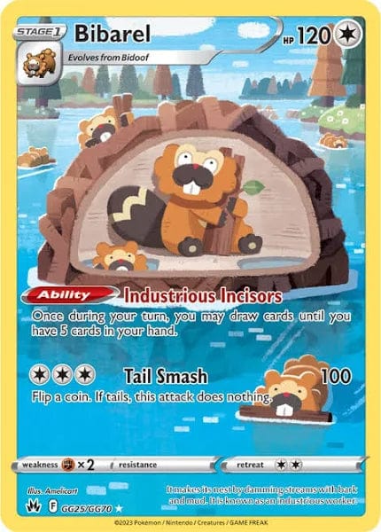 JamiesTradingCards GG25/GG70 - Bibarel - Crown Zenith - Pokemon TCG Galarian Gallery