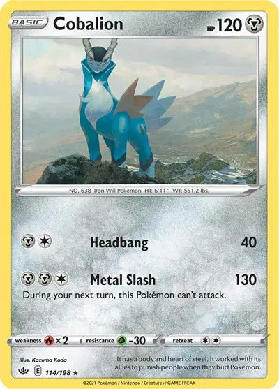 114/198 - Cobalion Reverse Holo - Chilling Reign - Pokemon TCG