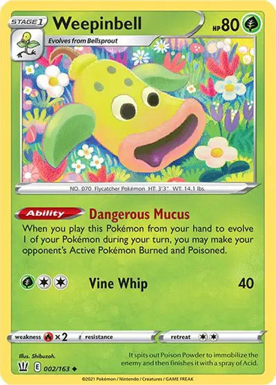 002/163 - Weepinbell Reverse Holo - Battle Styles - Pokemon TCG