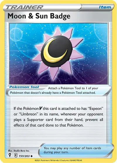 151/203 - Moon And Sun Badge Reverse Holo - Evolving Skies - Pokemon TCG
