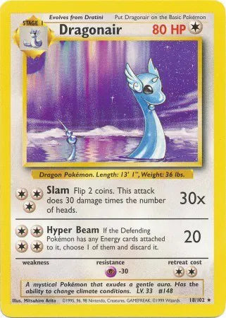 18/102 - Dragonair Non Holo - Base Set Unlimited - Pokemon TCG