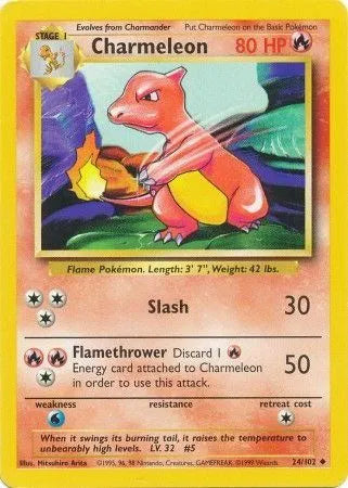 24/102 - Charmeleon Non Holo - Base Set Unlimited - Pokemon TCG