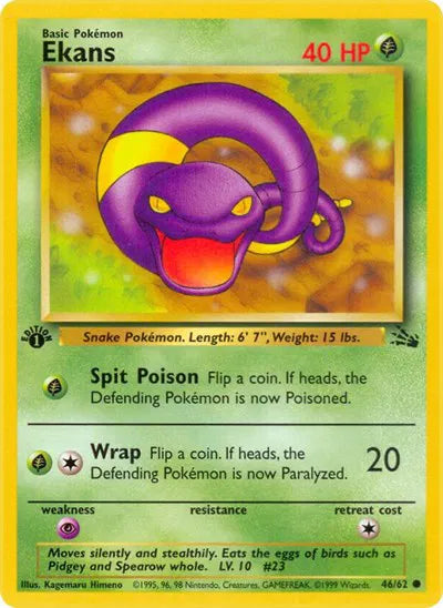46/62 - Ekans 1st Edition - Fossil - Pokemon TCG