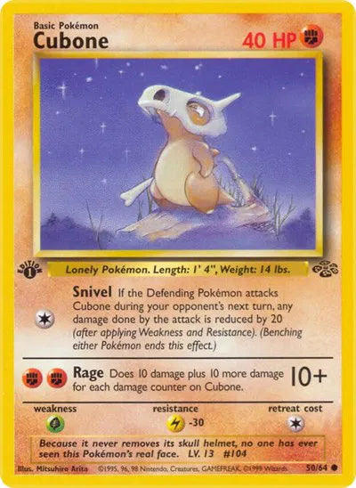 50/64 - Cubone Non Holo 1st Edition - Jungle - Pokemon TCG