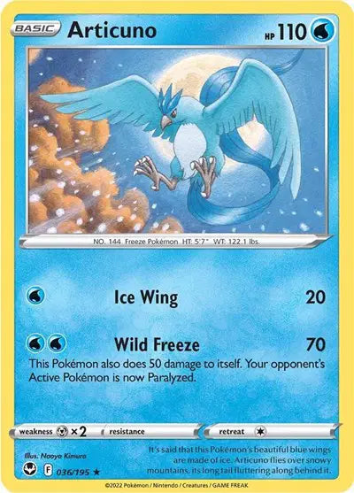 036/195 - Articuno Reverse Holo - Silver Tempest - Pokemon TCG