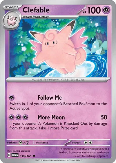 036/165 - Clefable Reverse Holo - 151 - Pokemon TCG