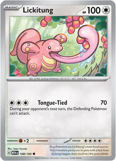 108/165 - Lickitung Reverse Holo - 151 - Pokemon TCG