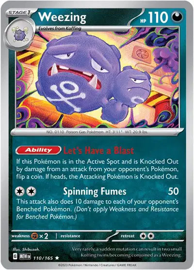 110/165 - Weezing Reverse Holo - 151 - Pokemon TCG