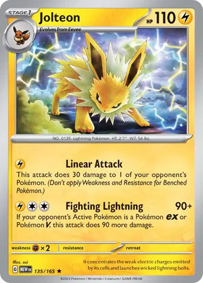 135/165 - Jolteon Reverse Holo - 151 - Pokemon TCG
