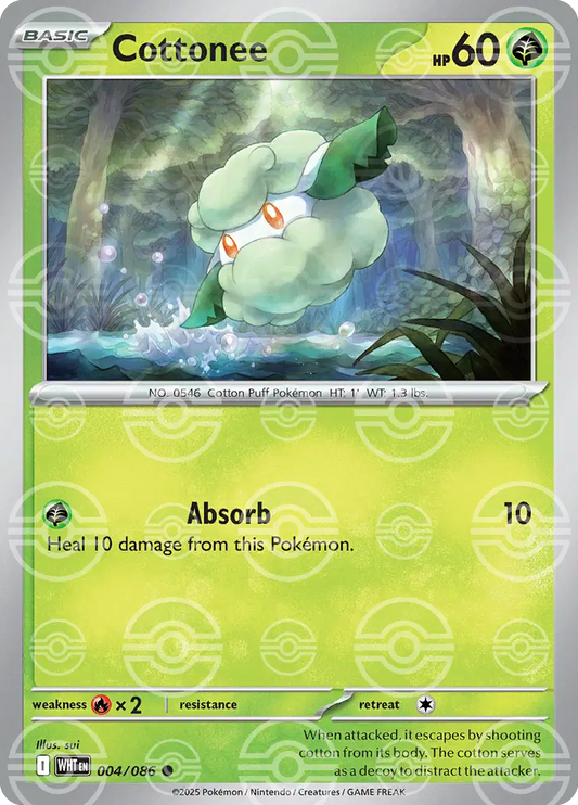 004/086 - Cottonee Poke Ball - White Flare - Pokemon TCG