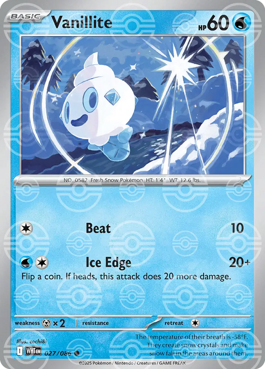 027/086 - Vanillite Poke Ball - White Flare - Pokemon TCG