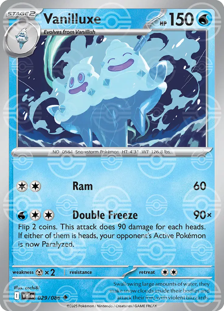 029/086 - Vanilluxe Poke Ball - White Flare - Pokemon TCG