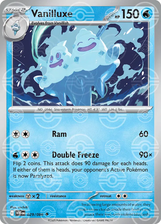 029/086 - Vanilluxe Poke Ball - White Flare - Pokemon TCG