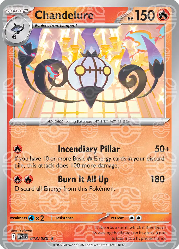 018/086 - Chandelure Master Ball - White Flare - Pokemon TCG