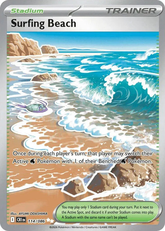 114/086 - Surfing Beach - Chaos Rising - Pokemon TCG