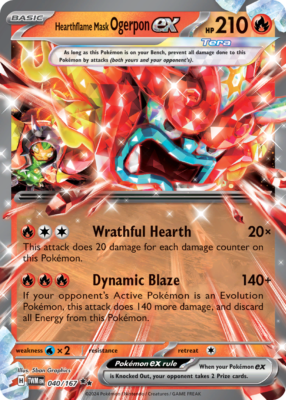 040/167 - Hearthflame Mask Ogerpon EX - Twilight Masquerade - Pokemon TCG