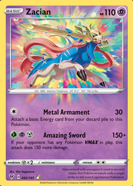 082/185 - Zacian - Vivid Voltage - Pokemon TCG - Amazing Rare - JamiesTradingCards