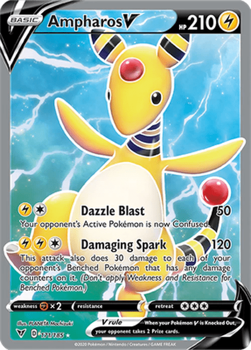 JamiesTradingCards 171/185 - Ampharos V Full Art - Vivid Voltage - Pokemon TCG
