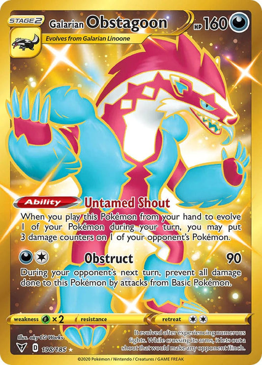 JamiesTradingCards 198/185 - Galarian Obstagoon Gold - Vivid Voltage - Pokemon TCG